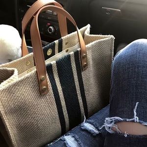 Black Stripe Canvas Tote Bag